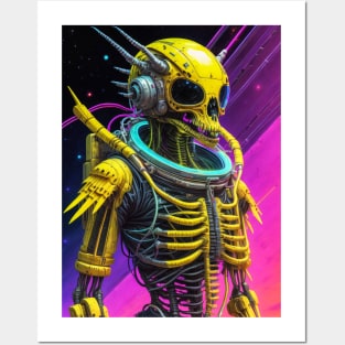 Yellow Skull Guardian in Space Posters and Art